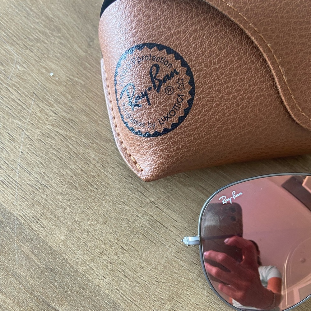 Rose Gold / Copper Ray-Ban Aviator Flash Lenses Sunglasses with Case - Picture 6 of 12